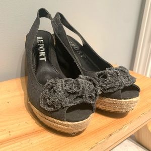 Report boho sling back peep toe size 8 gray